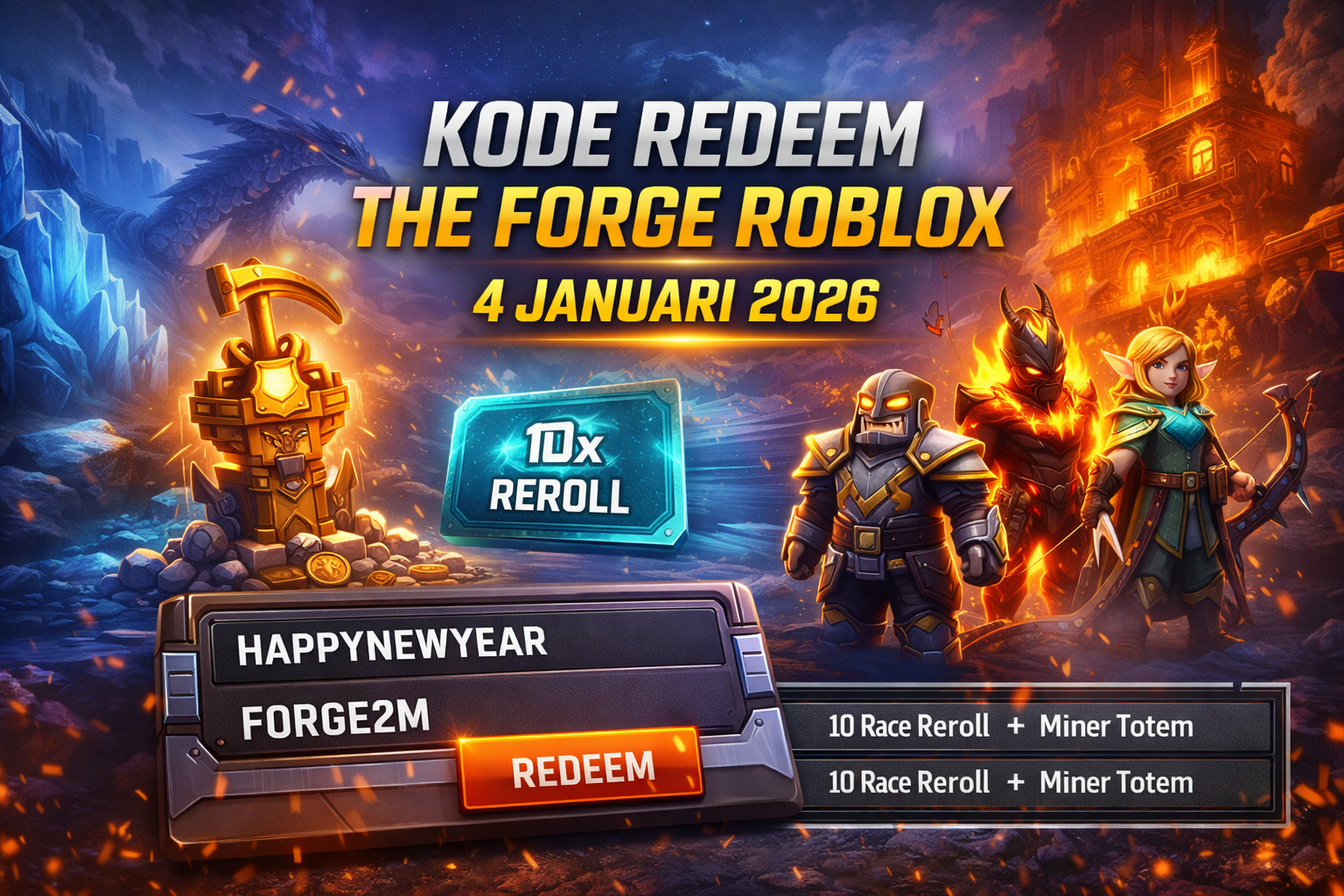 Kode Redeem The Forge Roblox 4 Januari 2026 Resmi Diburu, Reroll Gratis dan Totem Jadi Incaran Pemain