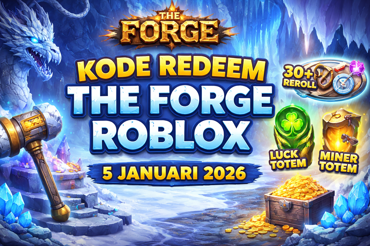 Kode Redeem The Forge Roblox 5 Januari 2026 Frostspire Jadi Ladang Farming Baru, Bonus Reroll Mengalir